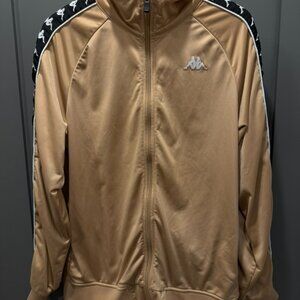 Vintage Kappa Track Jacket Beige Black Banda Logo Tape Full Zip